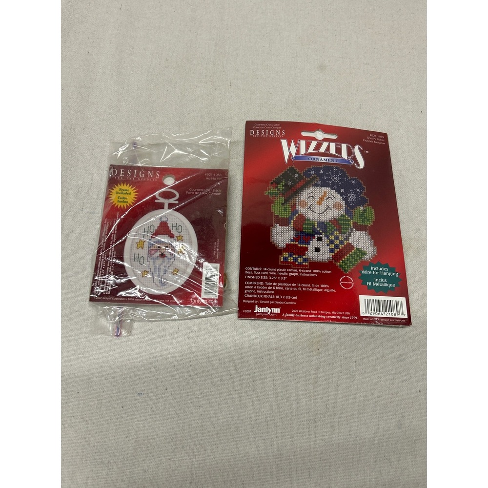 Janlynn Christmas Cross Stitch Ornament Kit Bundle Santa Snowman 021-1063 1089